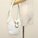 BURBERRY Shoulder Bag Leather White Silver Auth BA4718-22