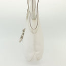 BURBERRY Shoulder Bag Leather White Silver Auth BA4718-4