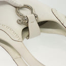 BURBERRY Shoulder Bag Leather White Silver Auth BA4718-7