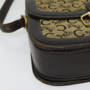 CELINE C Sulky Horsebit Shoulder Bag Canvas Leather Brown Gold Auth BA4723-9