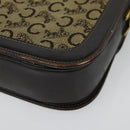 CELINE C Sulky Horsebit Shoulder Bag Canvas Leather Brown Gold Auth BA4723-16