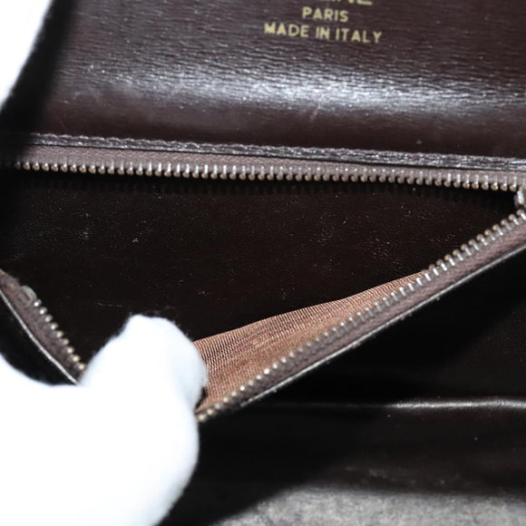 CELINE C Sulky Horsebit Shoulder Bag Canvas Leather Brown Gold Auth BA4723