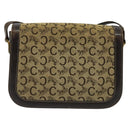 CELINE C Sulky Horsebit Shoulder Bag Canvas Leather Brown Gold Auth BA4723-2