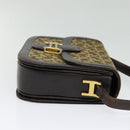 CELINE C Sulky Horsebit Shoulder Bag Canvas Leather Brown Gold Auth BA4723-4