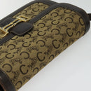 CELINE C Sulky Horsebit Shoulder Bag Canvas Leather Brown Gold Auth BA4723-6