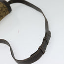 CELINE C Sulky Horsebit Shoulder Bag Canvas Leather Brown Gold Auth BA4723-7