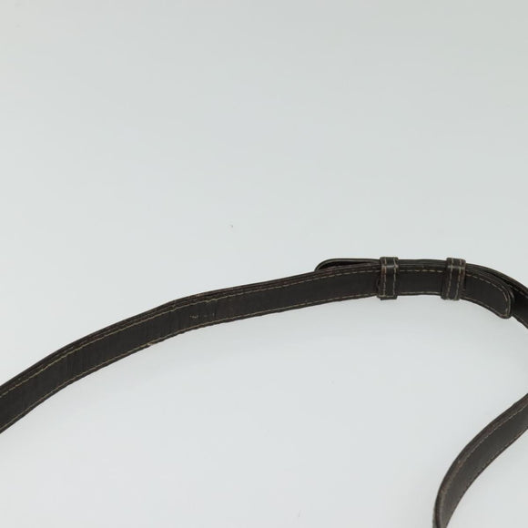 CELINE C Sulky Horsebit Shoulder Bag Canvas Leather Brown Gold Auth BA4723