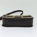 CELINE C Sulky Horsebit Shoulder Bag Canvas Leather Brown Gold Auth BA4723-5