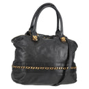 Chloe Hand Bag Leather 2way Black Gold Auth BA4725-1
