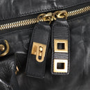 Chloe Hand Bag Leather 2way Black Gold Auth BA4725-19
