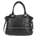 Chloe Hand Bag Leather 2way Black Gold Auth BA4725-3