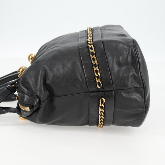 Chloe Hand Bag Leather 2way Black Gold Auth BA4725