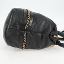 Chloe Hand Bag Leather 2way Black Gold Auth BA4725-5