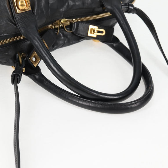 Chloe Hand Bag Leather 2way Black Gold Auth BA4725