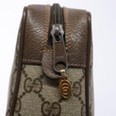 GUCCI GG Supreme Web Sherry Line Clutch Bag PVC Beige Gold Auth BA4726-8