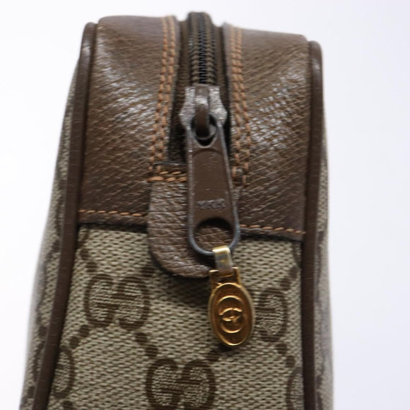 GUCCI GG Supreme Web Sherry Line Clutch Bag PVC Beige Gold Auth BA4726