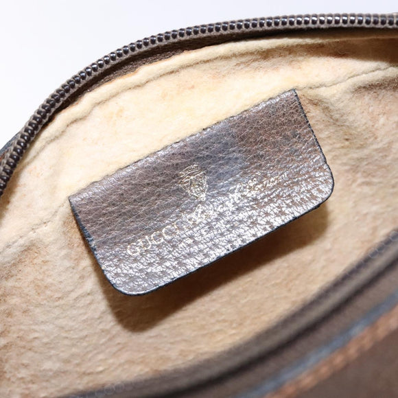 GUCCI GG Supreme Web Sherry Line Clutch Bag PVC Beige Gold Auth BA4726