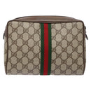 GUCCI GG Supreme Web Sherry Line Clutch Bag PVC Beige Gold Auth BA4726-2