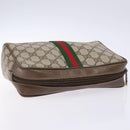 GUCCI GG Supreme Web Sherry Line Clutch Bag PVC Beige Gold Auth BA4726-5
