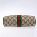 GUCCI GG Supreme Web Sherry Line Clutch Bag PVC Beige Gold Auth BA4726-6