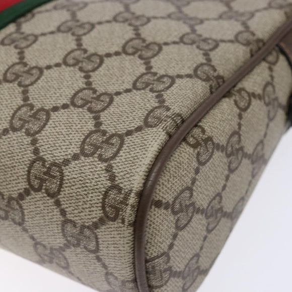 GUCCI GG Supreme Web Sherry Line Clutch Bag PVC Beige Gold Auth BA4726