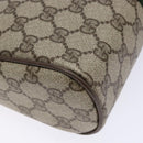 GUCCI GG Supreme Web Sherry Line Clutch Bag PVC Beige Gold Auth BA4726-14