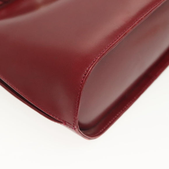 Salvatore Ferragamo Vala Chain Shoulder Bag Leather Bordeaux Gold Auth BA4735