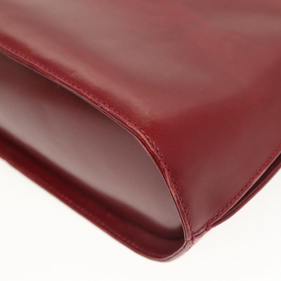 Salvatore Ferragamo Vala Chain Shoulder Bag Leather Bordeaux Gold Auth BA4735