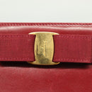 Salvatore Ferragamo Vala Chain Shoulder Bag Leather Bordeaux Gold Auth BA4735-14