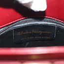 Salvatore Ferragamo Vala Chain Shoulder Bag Leather Bordeaux Gold Auth BA4735-15