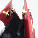 Salvatore Ferragamo Vala Chain Shoulder Bag Leather Bordeaux Gold Auth BA4735-17