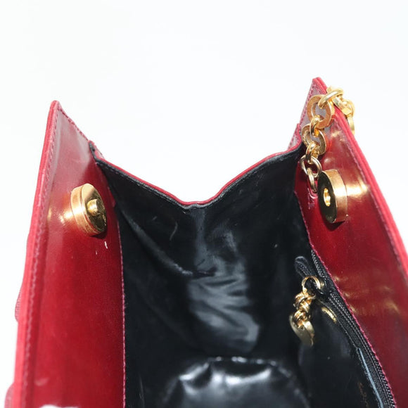 Salvatore Ferragamo Vala Chain Shoulder Bag Leather Bordeaux Gold Auth BA4735