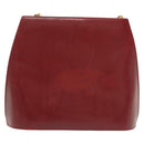 Salvatore Ferragamo Vala Chain Shoulder Bag Leather Bordeaux Gold Auth BA4735-3
