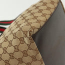GUCCI GG Canvas Web Sherry Line Tote Bag Gold Beige 131228 Auth BA4742-9