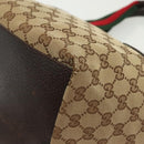 GUCCI GG Canvas Web Sherry Line Tote Bag Gold Beige 131228 Auth BA4742-17