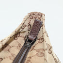 GUCCI GG Canvas Web Sherry Line Tote Bag Gold Beige 131228 Auth BA4742-10