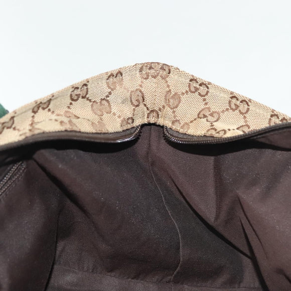 GUCCI GG Canvas Web Sherry Line Tote Bag Gold Beige 131228 Auth BA4742