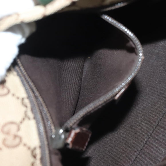 GUCCI GG Canvas Web Sherry Line Tote Bag Gold Beige 131228 Auth BA4742