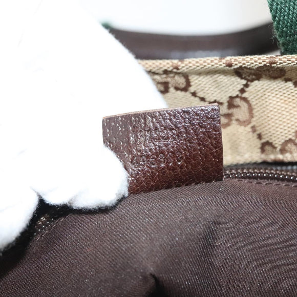 GUCCI GG Canvas Web Sherry Line Tote Bag Gold Beige 131228 Auth BA4742