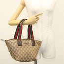 GUCCI GG Canvas Web Sherry Line Tote Bag Gold Beige 131228 Auth BA4742-23