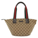 GUCCI GG Canvas Web Sherry Line Tote Bag Gold Beige 131228 Auth BA4742-13
