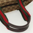 GUCCI GG Canvas Web Sherry Line Tote Bag Gold Beige 131228 Auth BA4742-8