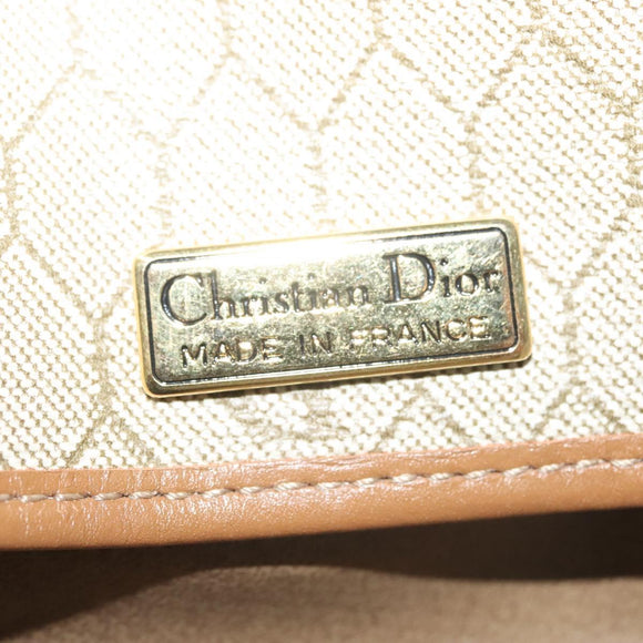 Christian Dior Honeycomb Canvas Chain Shoulder Bag PVC Beige Gold Auth BA4743