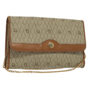 Christian Dior Honeycomb Canvas Chain Shoulder Bag PVC Beige Gold Auth BA4743-1