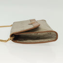Christian Dior Honeycomb Canvas Chain Shoulder Bag PVC Beige Gold Auth BA4743-5