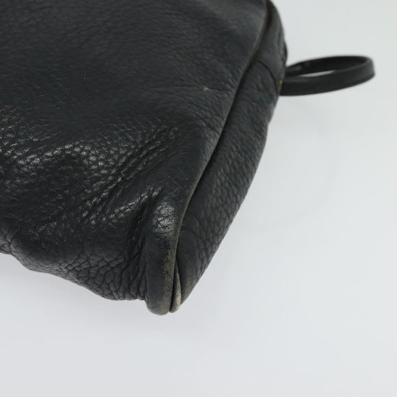 Christian Dior Shoulder Bag Leather Black Silver Auth BA4744