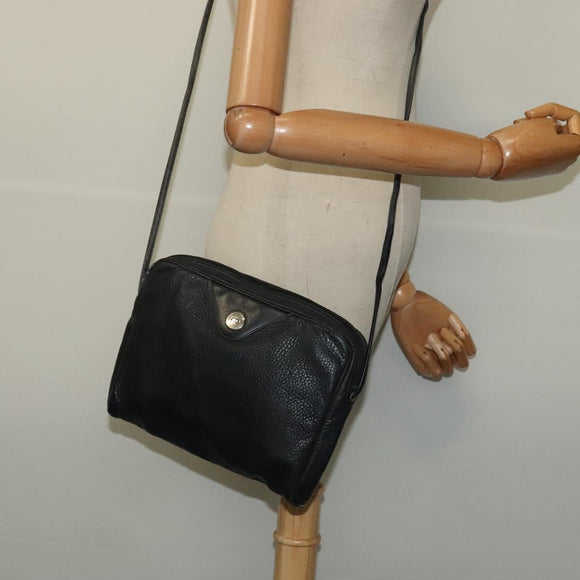 Christian Dior Shoulder Bag Leather Black Silver Auth BA4744