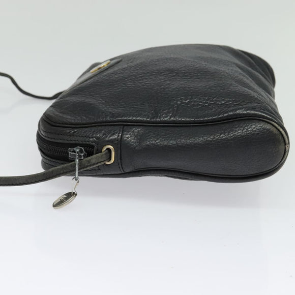Christian Dior Schoudertas Leer Zwart Zilver Auth BA4744