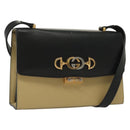 GUCCI Horsebit Zumi Shoulder Bag Leather Beige Gold Silver 576388 Auth BA4748-1