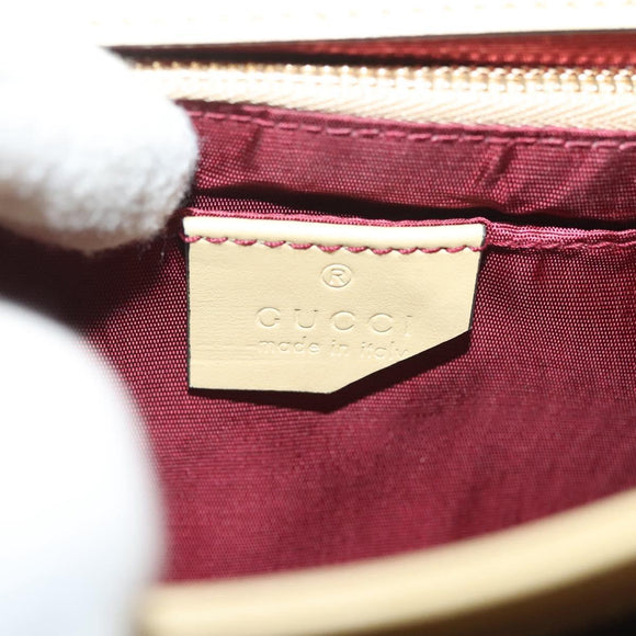 GUCCI Horsebit Zumi Shoulder Bag Leather Beige Gold Silver 576388 Auth BA4748